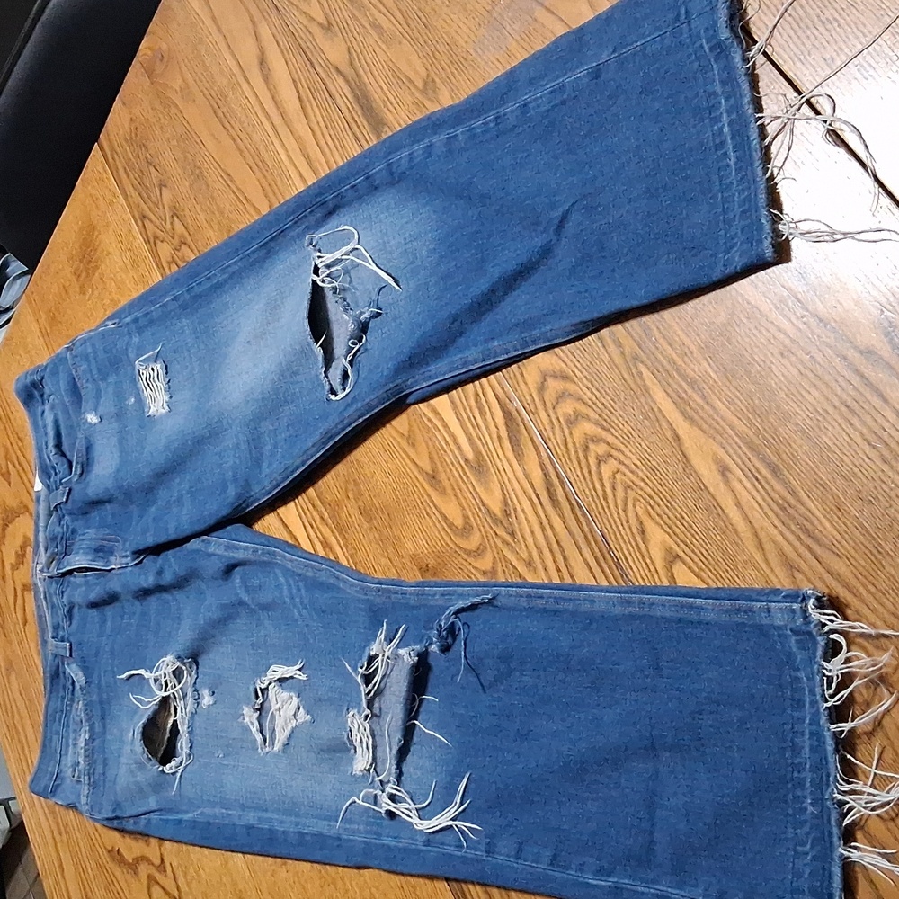 RAG & BONE 30 Womens Jeans Preowned BLUE DISTRESSED Ripped Denim Pants Used